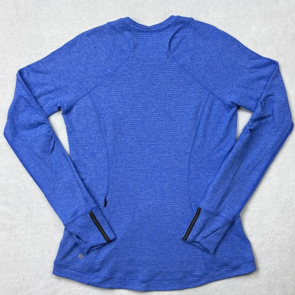 Lululemon Blue Heathered Long Sleeve Athletic Top Thumbholes‎ Size 12